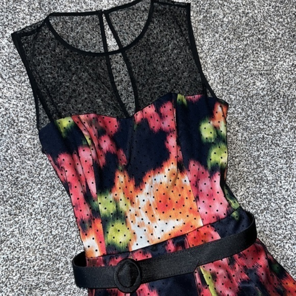 Eliza J Floral Tulle Midi Belt Dress Size 0‎